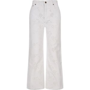 Chloé, Dames, Broeken, Wit, Maat: W26 Katoen,