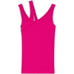 Hugo - Tops - Roze - Dames - Mouwloos - Asymmetrische Uitsparing - Geribbelde Textuur