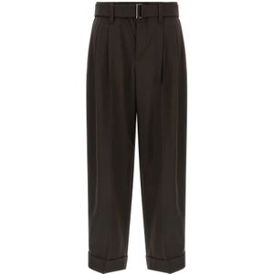 Brunello Cucinelli, Dames, Broeken, Bruin, Maat: XS Wol,