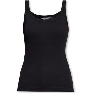 Dolce & Gabbana, Dames, Tops, Zwart, Maat: XL Katoen,