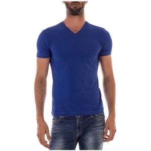 Armani, Heren, Tops, Blauw, Maat: M Katoen,