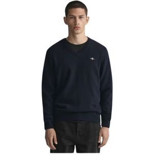 Gant, Heren, Sweatshirts & Hoodies, Blauw, Maat: M Wol,