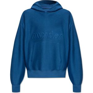 Moncler, Heren, Sweatshirts & Hoodies, Blauw, Maat: S Katoen,