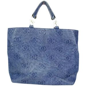 Chanel Vintage, Dames, Pre-owned, Blauw, Maat: ONE Size Denim,