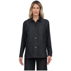 Max Mara Studio, Dames, Blouses & Shirts, Blauw, Maat: S Katoen,