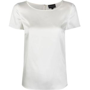 Emporio Armani, Dames, Tops, Wit, Maat: 2XL Zijde,