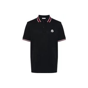 Moncler Blauw Polo met Logo Patch , Blue , Heren , Maat: L