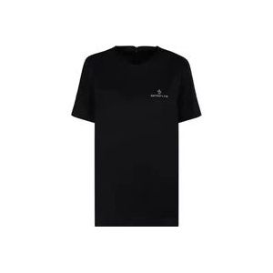 Moncler Zwart Katoenen Jersey Logo T-Shirt , Black , Dames , Maat: S