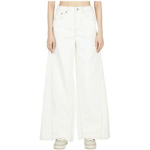 Moncler Wijde pijpen broek , White , Dames , Maat: XL