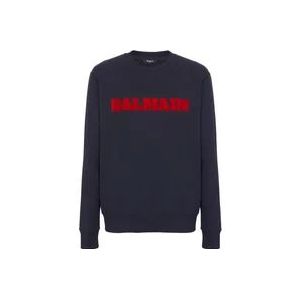 Balmain Fluwelen retro sweatshirt , Blue , Heren , Maat: S