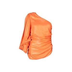 Pinko Gelamineerde Oranje Blouse T-shirt Top , Orange , Dames , Maat: S