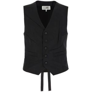 MM6 Maison Margiela, Heren, Jassen, Zwart, Maat: S Wol,