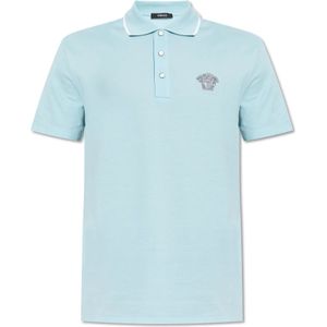 Versace, Heren, Tops, Blauw, Maat: L Katoen,