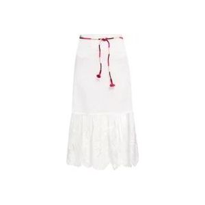 Zimmermann Stijlvolle Witte A-Lijn Midi Rok met Decoratieve Randen , White , Dames , Maat: XS