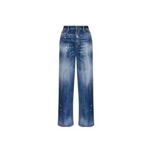 Dsquared2 Blauwe Traveller Jeans met Verfspetters , Blue , Dames , Maat: 2XS