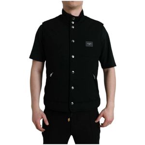 Dolce & Gabbana, Heren, Jassen, Zwart, Maat: 4XL Zijde,
