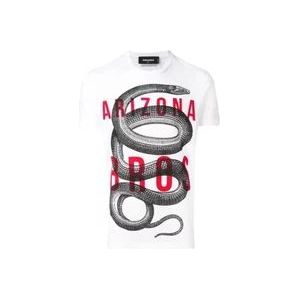 Dsquared2 Gedrukt Slangen T-Shirt , White , Heren , Maat: S