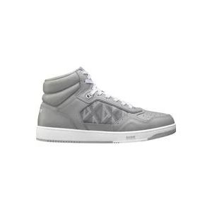 Dior Hoge Diamant Sneakers Vrouwen Leer , Gray , Dames , Maat: 36 EU