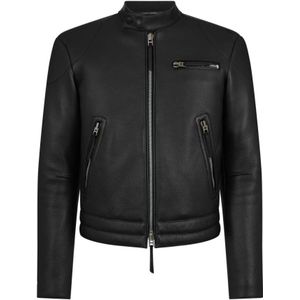 Tom Ford, Heren, Jassen, Zwart, Maat: L Leer,