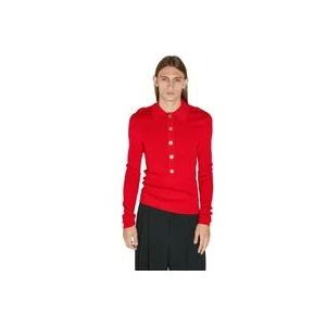 Balmain Klassieke Wol Gebreide Polo , Red , Heren , Maat: L