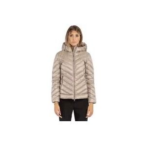 Woolrich Beige Chevron Gewatteerde Hoodie , Beige , Dames , Maat: S