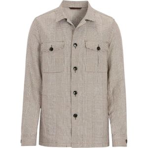 Oscar Jacobson, Heren, Jassen, Bruin, Maat: L Linnen,