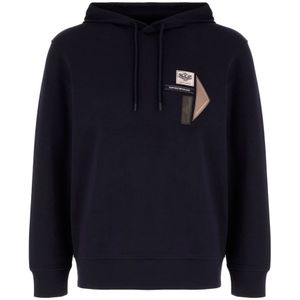 Emporio Armani, Heren, Sweatshirts & Hoodies, Blauw, Maat: L Katoen,