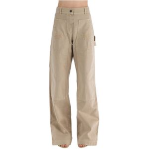 Palm Angels - Rechte Broek - Beige - Katoen