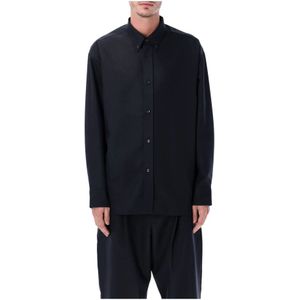 Studio Nicholson, Heren, Overhemden, Blauw, Maat: L Wol,