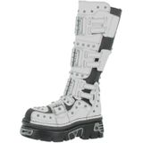 New Rock - M800 C2 High Boot Metallic - Hoge Laarzen - Wit - Zwart-Wit Ontwerp