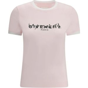 Givenchy - Ringer T-shirt - Zachtroze - Dames - Katoen