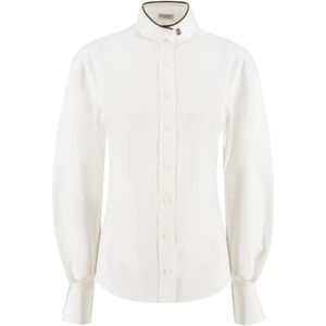 Brunello Cucinelli, Dames, Blouses & Shirts, Wit, Maat: L Katoen,
