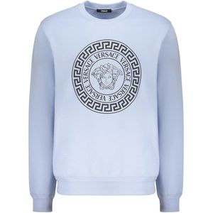 Versace, Heren, Sweatshirts & Hoodies, Blauw, Maat: XL Katoen,