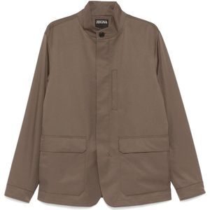 Zegna, Heren, Jassen, Bruin, Maat: M Poliester,