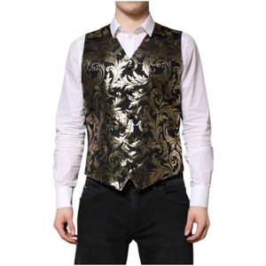 Dolce & Gabbana - Gilet - Veelkleurig - Formeel Heren Vest - Zwart Goud Jacquard