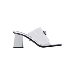 Versace Zilveren PVC Slides met Vierkante Open Neus , Gray , Dames , Maat: 39 EU