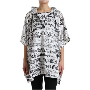 Dolce & Gabbana - TSH83782 - Poncho - Zwart en Wit - Hooded met Graffiti Print