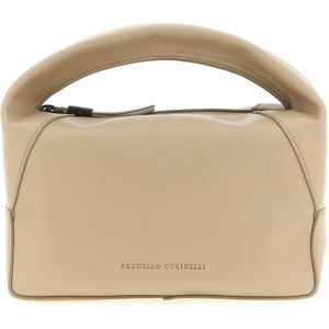 Brunello Cucinelli, Dames, Tassen, Beige, Maat: ONE Size Leer,