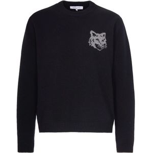 Maison Kitsuné, Heren, Truien, Zwart, Maat: L Wol,