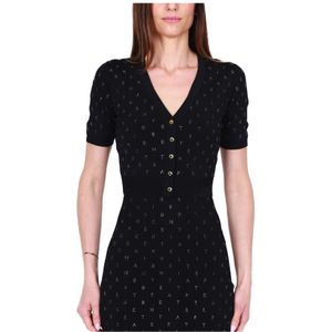 Elisabetta Franchi, Dames, Truien, Zwart, Maat: S Viscose,