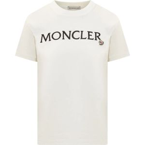 Moncler T-shirt en Polo Collectie , White , Dames , Maat: L