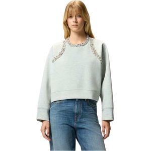 Pinko, Dames, Sweatshirts & Hoodies, Groen, Maat: L Viscose,