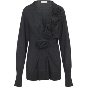 Alberta Ferretti, Dames, Truien, Grijs, Maat: 2XS Wol,