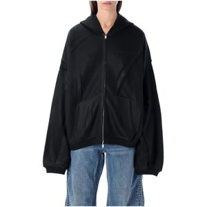 Alexander Wang, Dames, Sweatshirts & Hoodies, Zwart, Maat: L Leer,