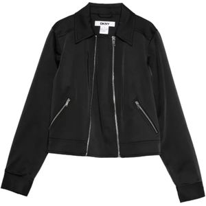 Dkny, Dames, Jassen, Zwart, Maat: XL Satijn,
