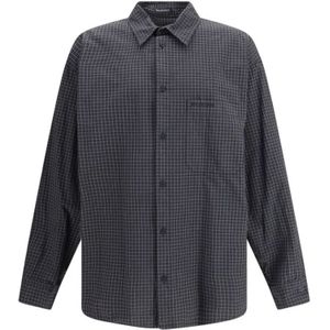 Balenciaga, Heren, Overhemden, Zwart, Maat: M Wol,