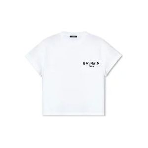 Balmain T-shirt met logo , White , Dames , Maat: L