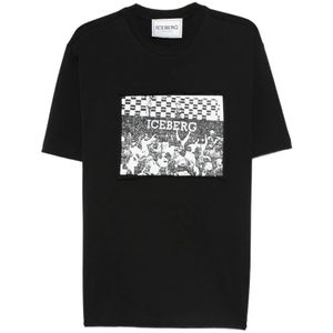 Iceberg, Heren, Tops, Zwart, Maat: S Katoen,