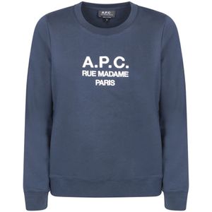A.p.c. - Blauwe Sweatshirt - Dames - Katoen - Geborduurd Logo