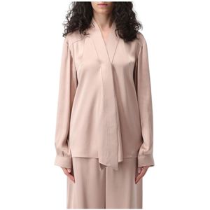 Silk - Blouse - Blush Pink - Lange Mouwen - V-Hals